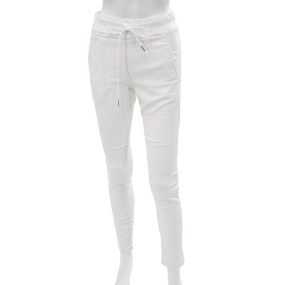 Flog Womens Jogger Pants White Drawstring Cotton Stretch Size 24